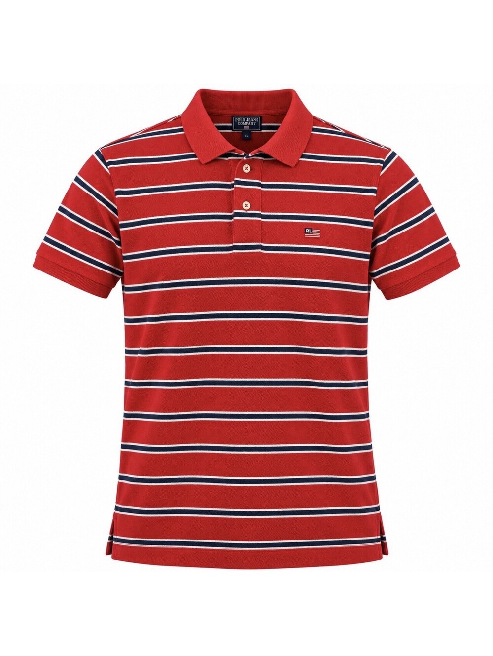 Vintage Polo Jeans Ralph Lauren Polo Shirt Men’s XL Red Navy Striped Flag Logo